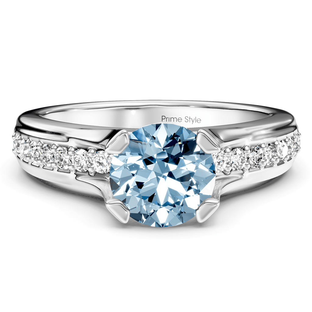 1.25 - 4.25 CT Round Cut Fancy Blue Diamonds - Engagement Ring - Primestyle.com