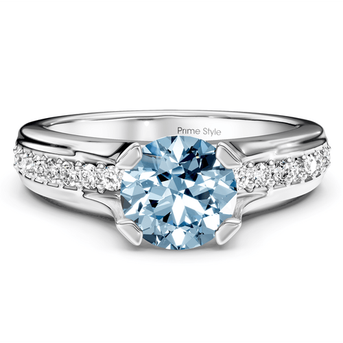 1.25 - 4.25 CT Round Cut Fancy Blue Diamonds - Engagement Ring - Primestyle.com