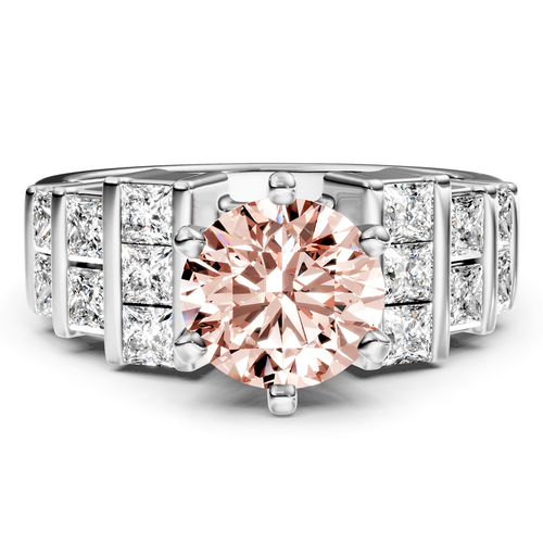 2.20-5.20 CT Princess & Round Cut Fancy Pink Diamonds - Engagement Ring