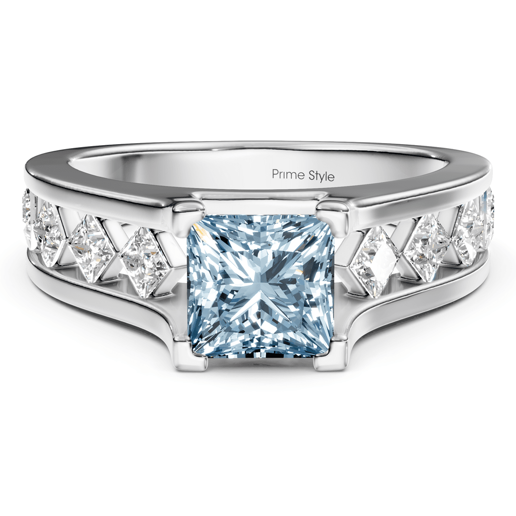 1.80 - 4.80 CT Princess Cut Fancy Blue Diamonds - Engagement Ring - Primestyle.com