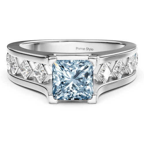 1.80 - 4.80 CT Princess Cut Fancy Blue Diamonds - Engagement Ring - Primestyle.com