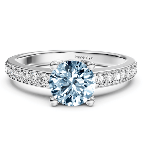 1.25 - 4.25 CT Round Cut Fancy Blue Diamonds - Engagement Ring - Primestyle.com