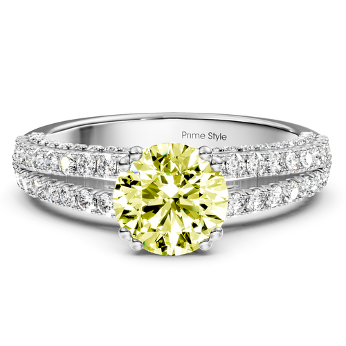 1.70-4.70 CT Round Cut Fancy Yellow Diamonds - Engagement Ring