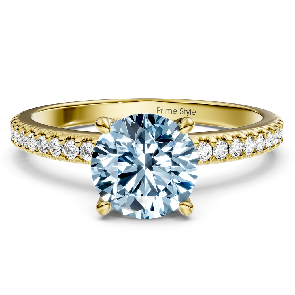 1.20-4.20 CT Round Cut Fancy Blue Diamonds - Engagement Ring