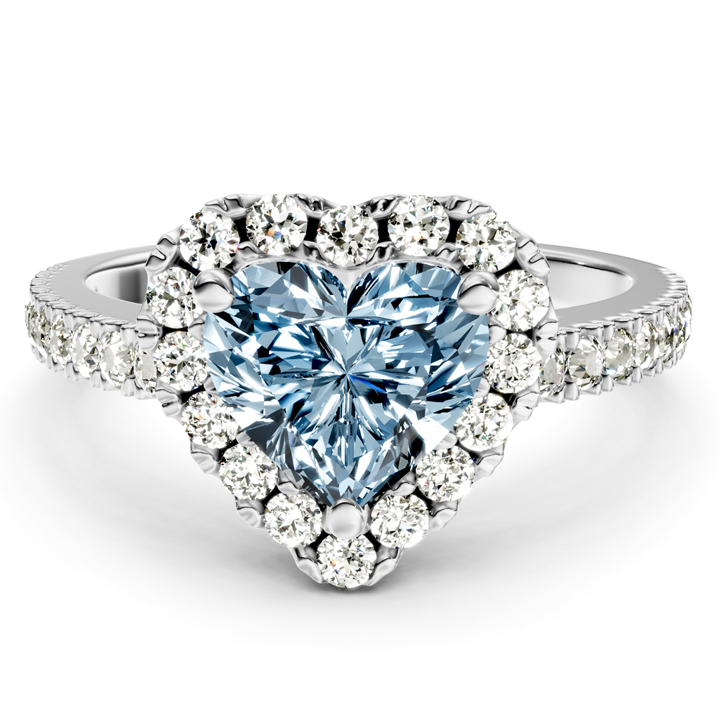 1.45-4.45 CT Heart & Round Cut Fancy Blue Diamonds - Engagement Ring