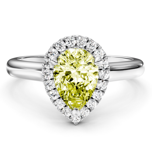 1.20-4.20 CT Pear & Round Cut Fancy Yellow Diamonds - Engagement Ring