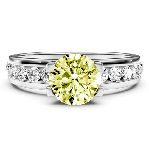 1.60-4.60 CT Round Cut Fancy Yellow Diamonds - Engagement Ring