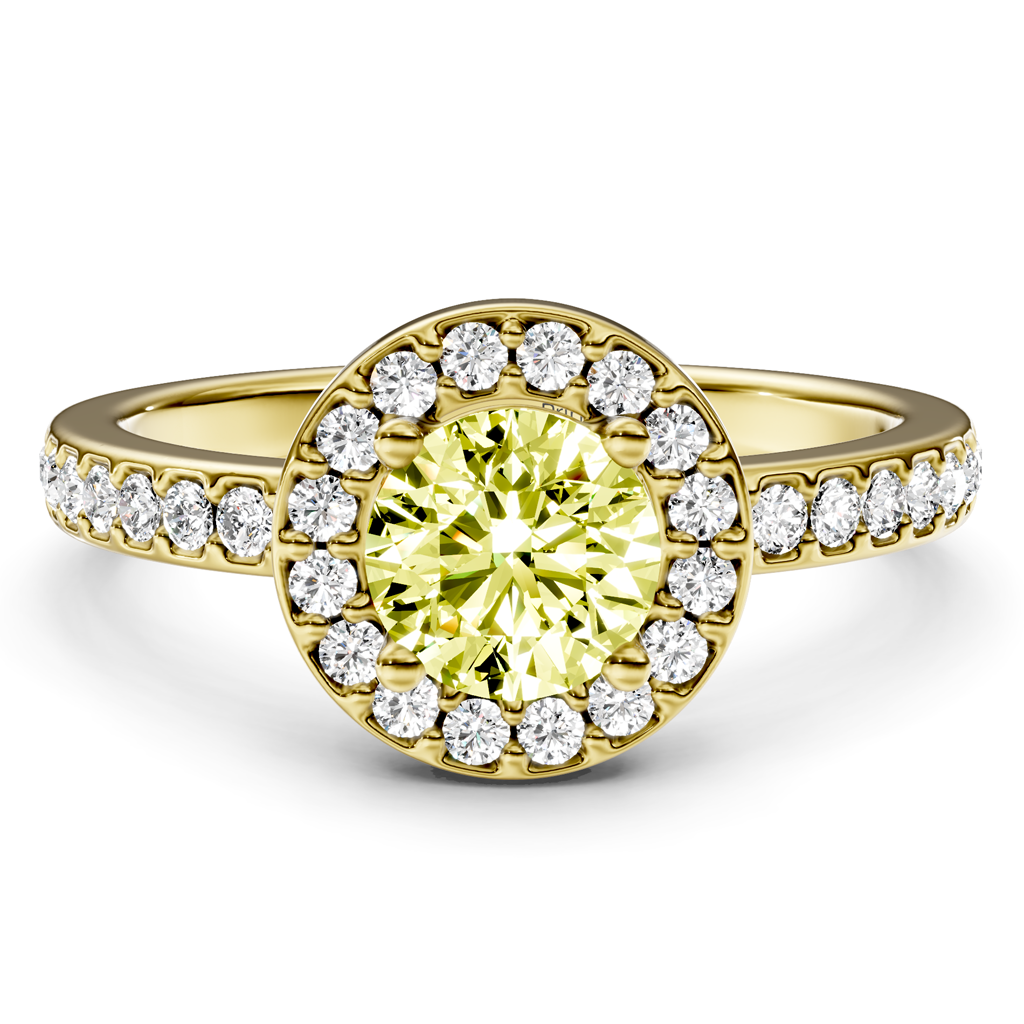 1.40-4.40 CT Round Cut Fancy Yellow Diamonds - Engagement Ring