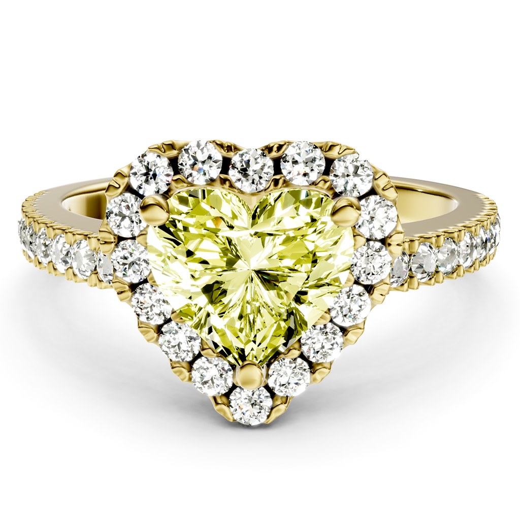 1.45-4.45 CT Heart &amp; Round Cut Fancy Yellow Diamonds - Engagement Ring