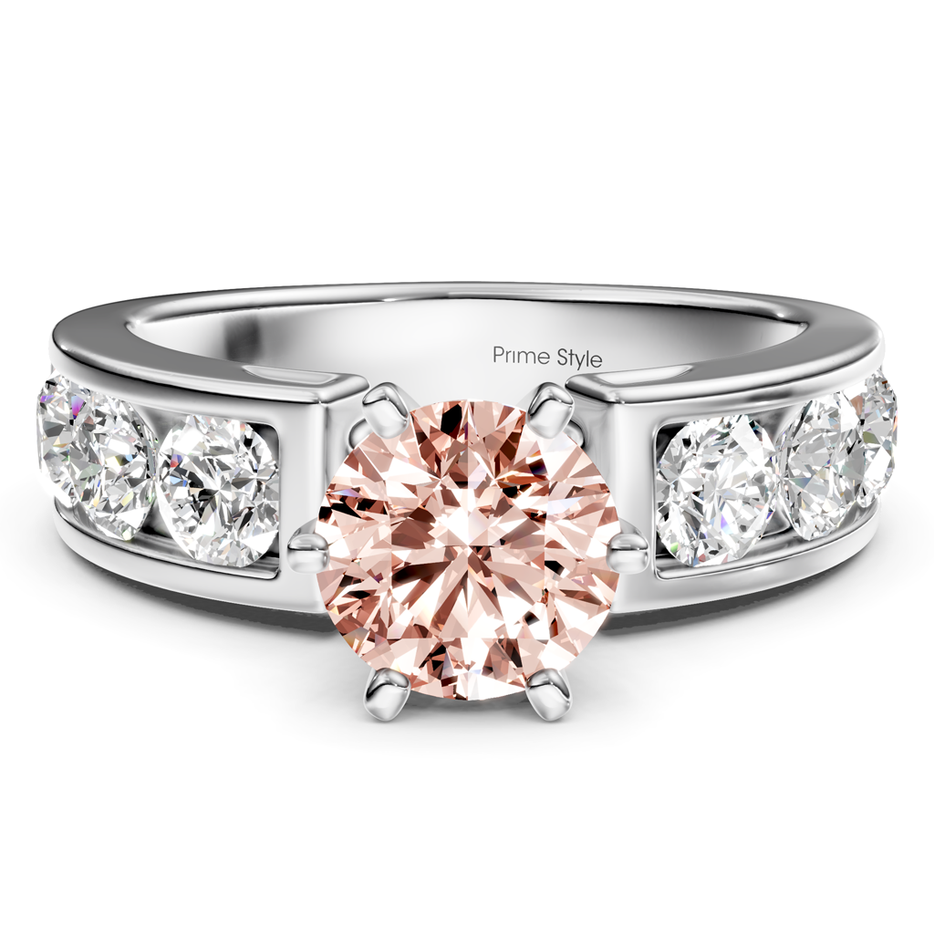 2.50-5.50 CT Round Cut Fancy Pink Diamonds - Engagement Ring