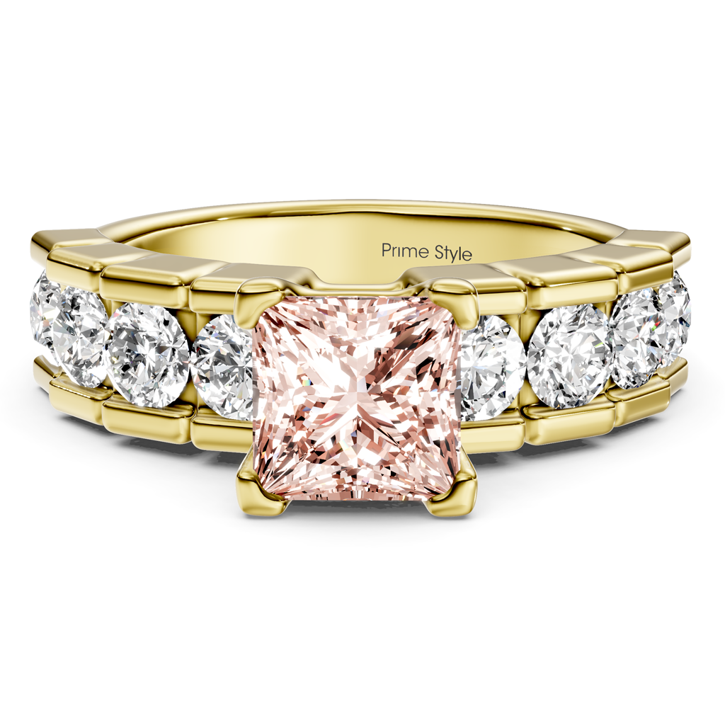 2.05-5.05 CT Princess &amp; Round Cut Fancy Pink Diamonds - Engagement Ring