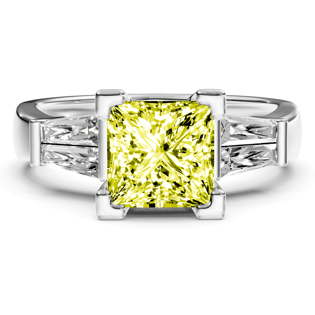 1.40 - 4.40 CT Princess &amp; Taper Cut Fancy Yellow Diamonds - Engagement Ring - Primestyle.com