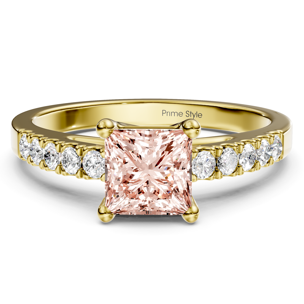 1.25-4.25 CT Princess &amp; Round Cut Fancy Pink Diamonds - Engagement Ring