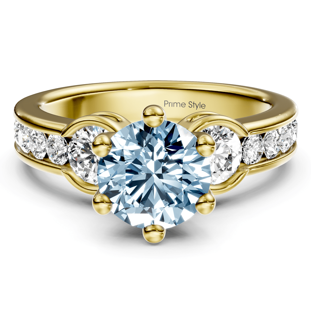 1.85-4.85 CT Round Cut Fancy Blue Diamonds - Engagement Ring