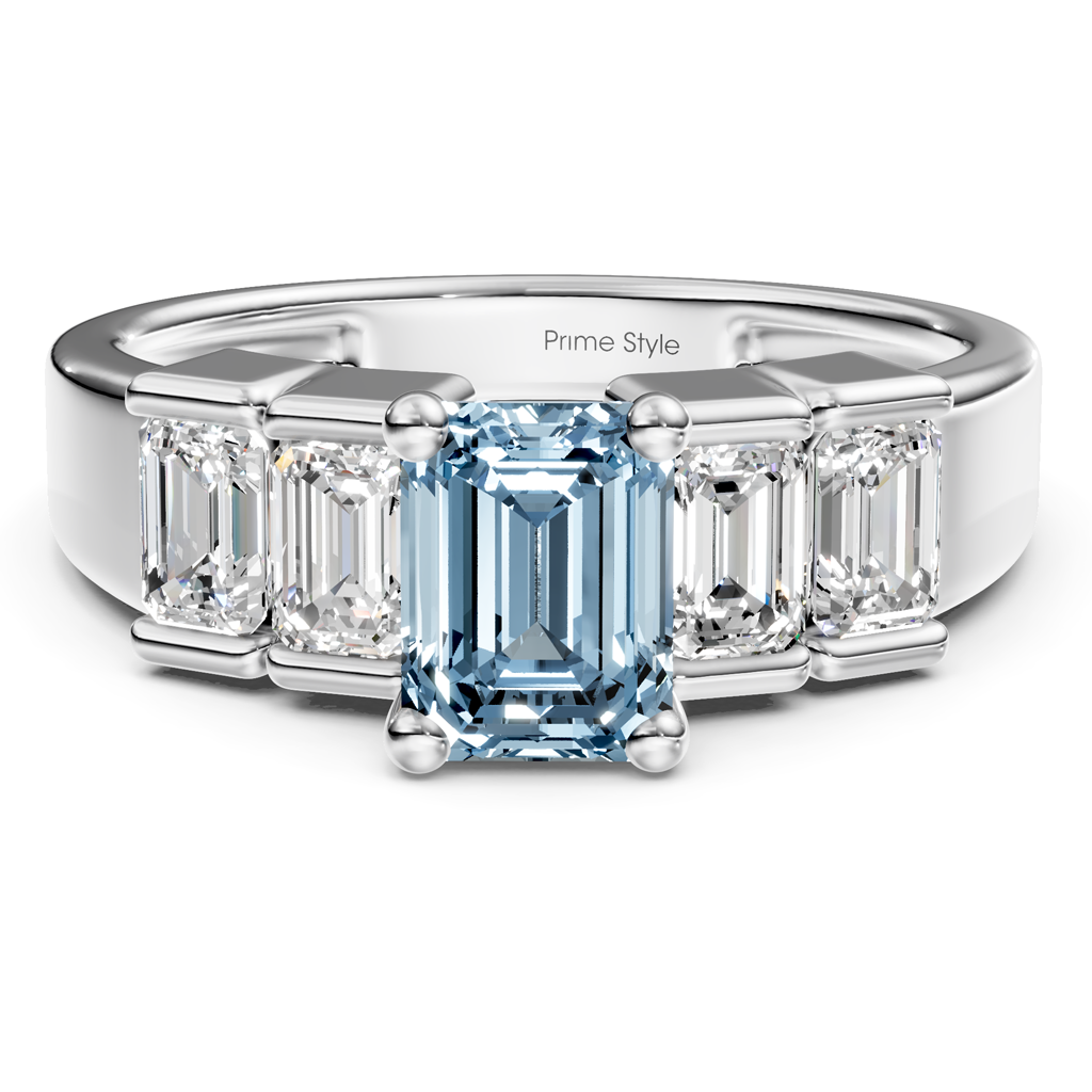 2.30-5.30 CT Emerald Cut Fancy Blue Diamonds - Engagement Ring