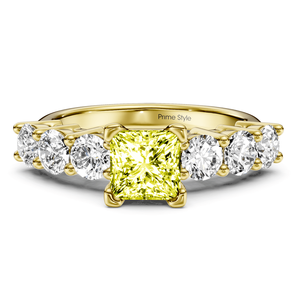 2.60 - 5.60 CT Round Cut Fancy Yellow Diamonds - Engagement Ring - Primestyle.com