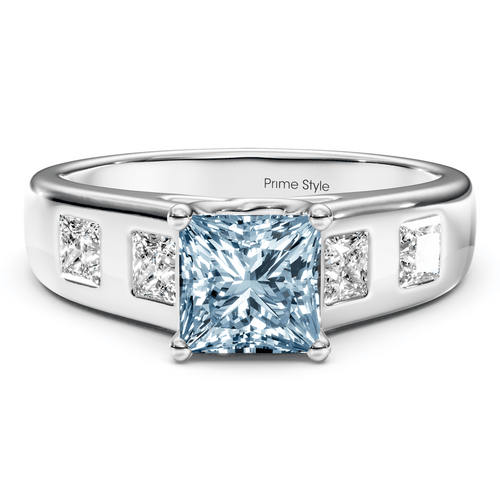 1.50 - 4.50 CT Princess Cut Fancy Blue Diamonds - Engagement Ring - Primestyle.com