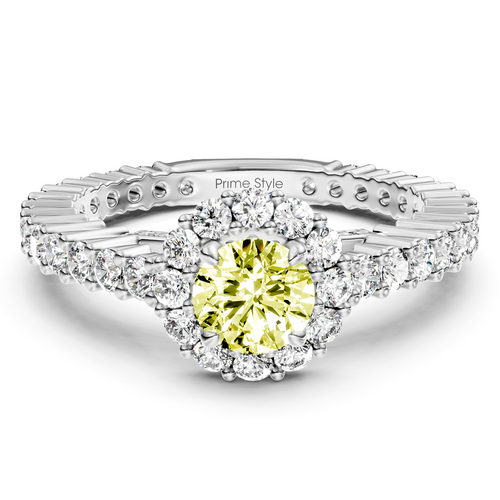 1.85-4.85 CT Round Cut Fancy Yellow Diamonds - Engagement Ring