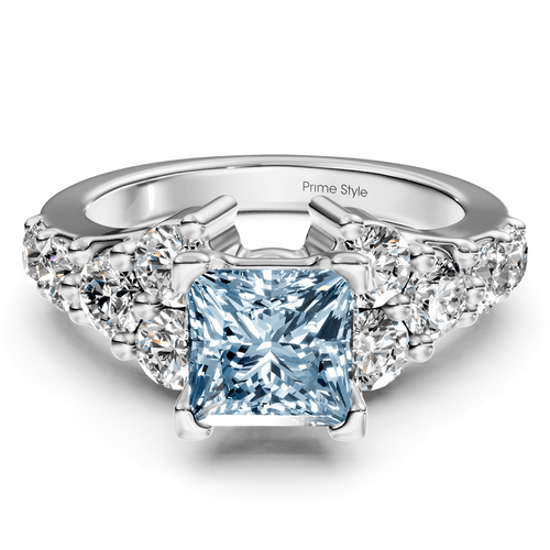 2.40 - 5.40 CT Princess & Round Cut Fancy Blue Diamonds - Engagement Ring - Primestyle.com