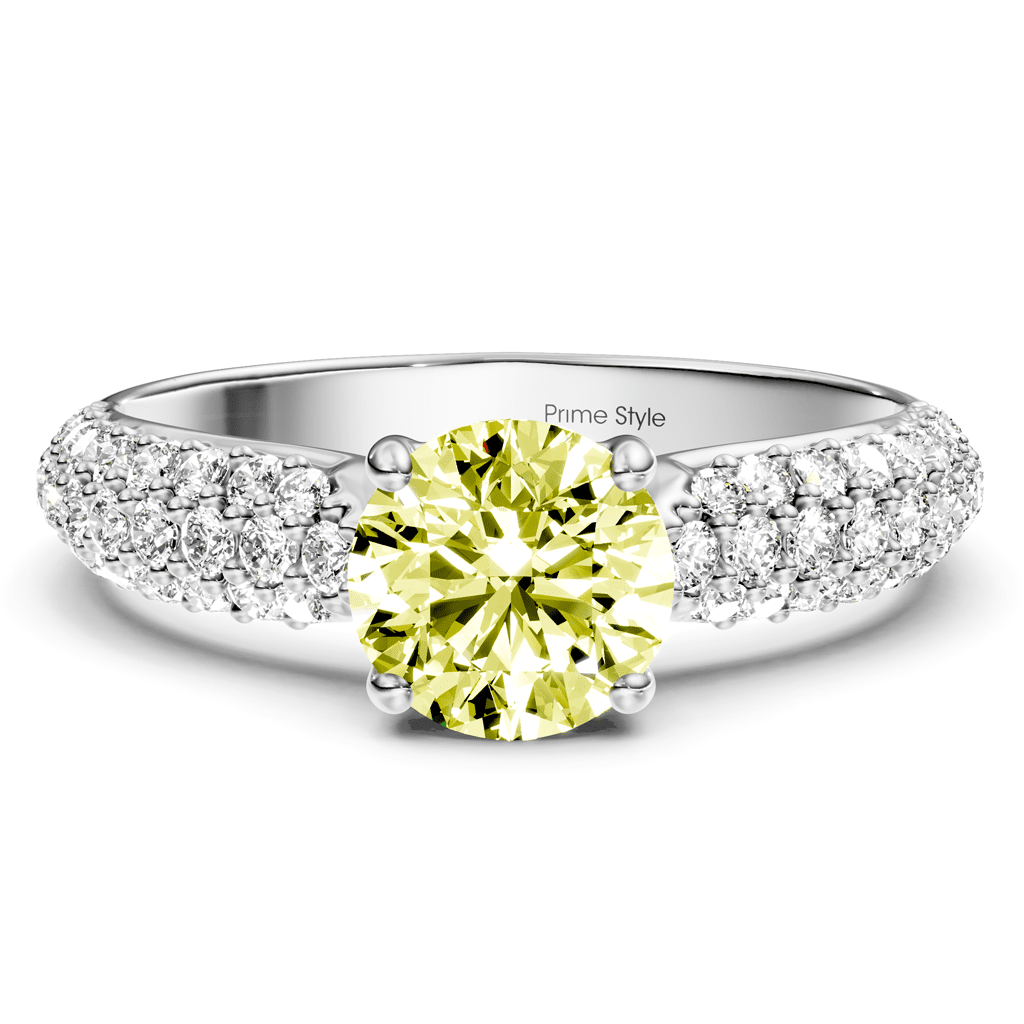 1.50 - 4.50 CT Round Cut Fancy Yellow Diamonds - Engagement Ring - Primestyle.com