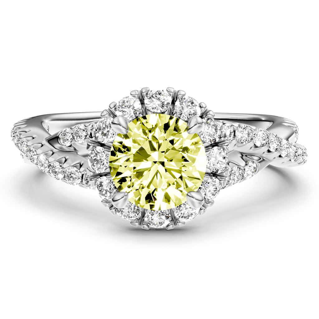 1.45 - 4.45 CT Round Cut Fancy Yellow Diamonds - Engagement Ring - Primestyle.com