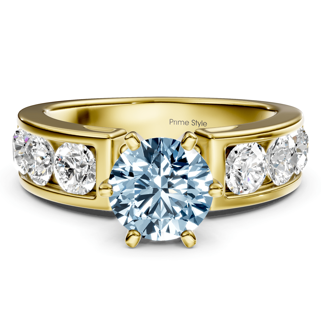 2.50-5.50 CT Round Cut Fancy Blue Diamonds - Engagement Ring