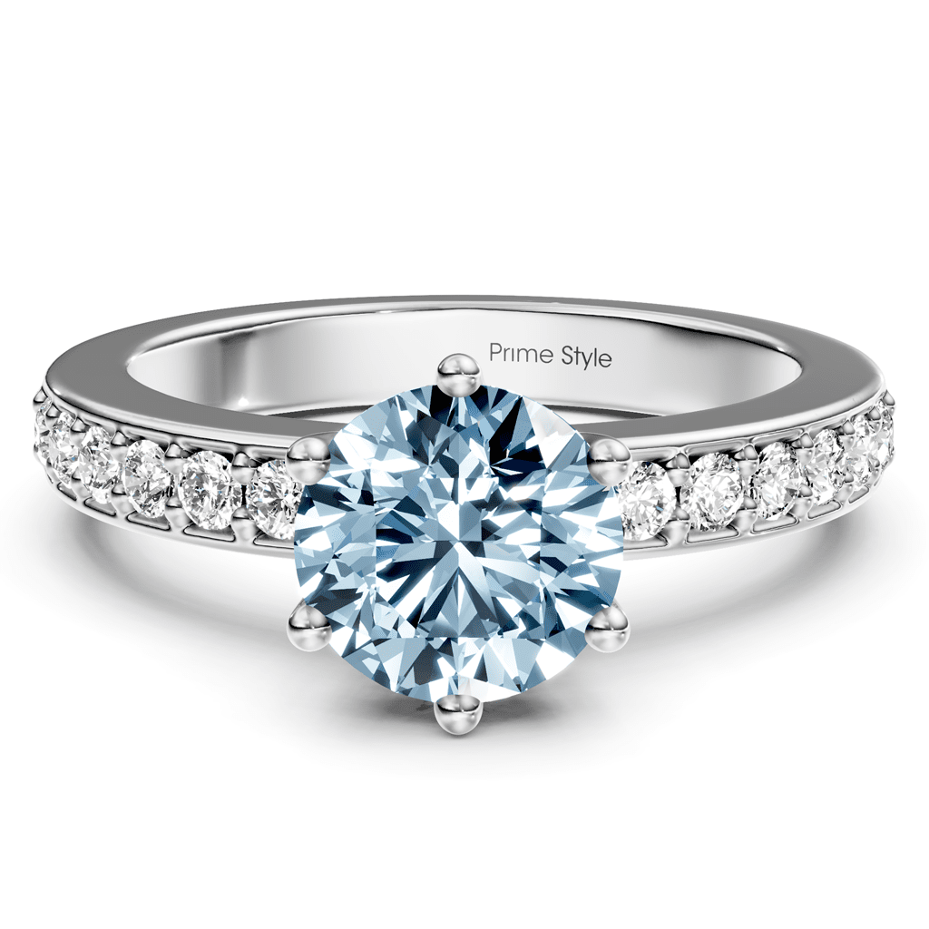 1.25-4.25 CT Round Cut Fancy Blue Diamonds - Engagement Ring