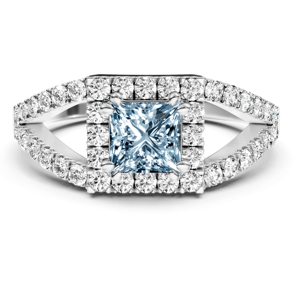 1.45 - 4.45 CT Princess &amp; Round Cut Fancy Blue Diamonds - Engagement Ring - Primestyle.com
