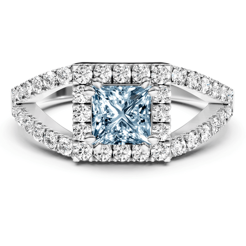 1.45 - 4.45 CT Princess & Round Cut Fancy Blue Diamonds - Engagement Ring - Primestyle.com