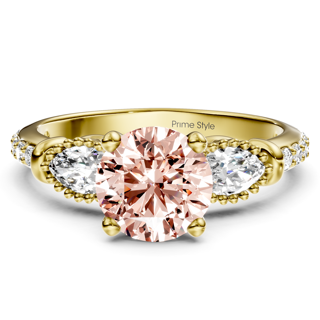 1.45-4.45 CT Marquise &amp; Round Cut Fancy Pink Diamonds - Engagement Ring