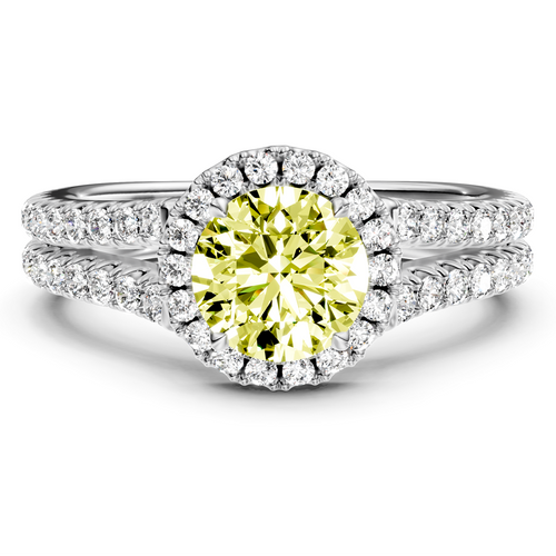 1.60-4.60 CT Round Cut Fancy Yellow Diamonds - Engagement Ring