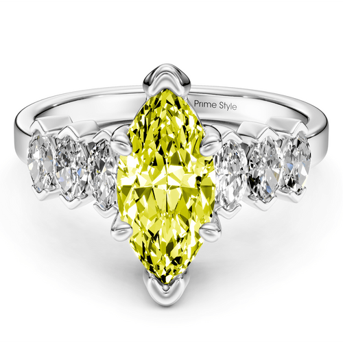 2.00 - 5.00 CT Marquise Cut Fancy Yellow Diamonds - Engagement Ring - Primestyle.com