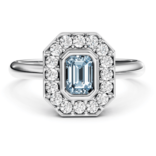 1.35 - 4.35 CT Emerald & Round Cut Fancy Blue Diamonds - Engagement Ring - Primestyle.com