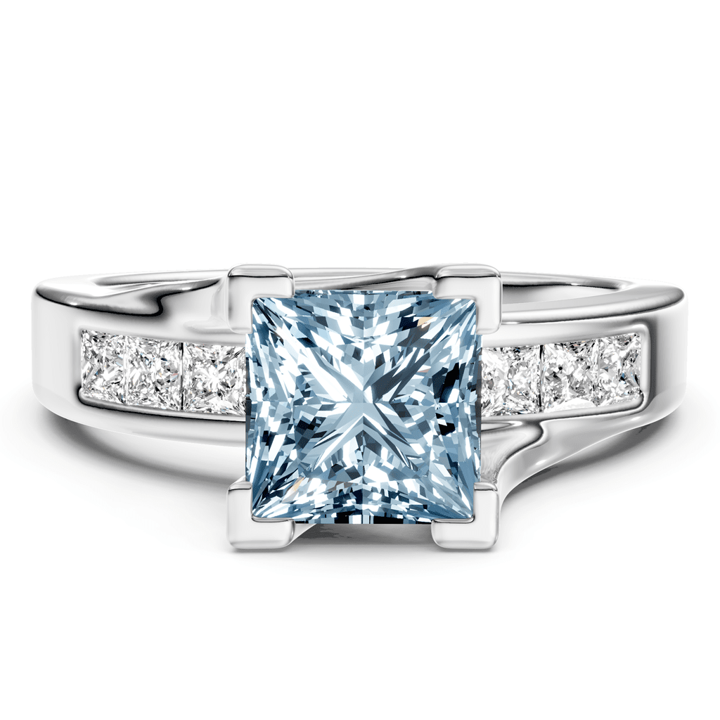 1.45 - 4.45 CT Princess Cut Fancy Blue Diamonds - Engagement Ring - Primestyle.com