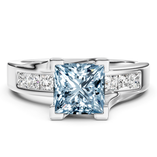 1.45-4.45 CT Princess Cut Fancy Blue Diamonds - Engagement Ring