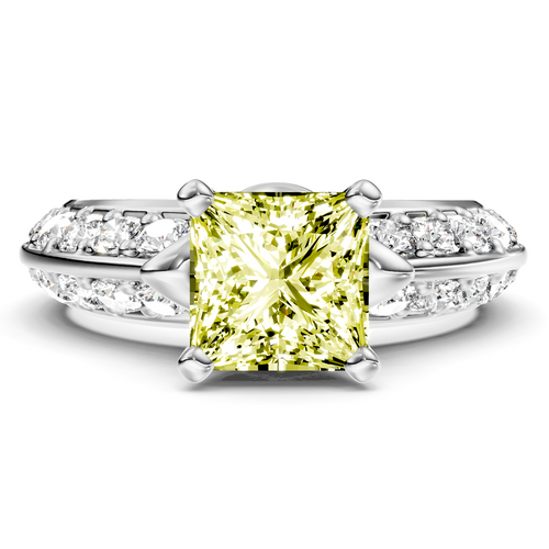 1.65-4.65 CT Princess & Round Cut Fancy Yellow Diamonds - Engagement Ring