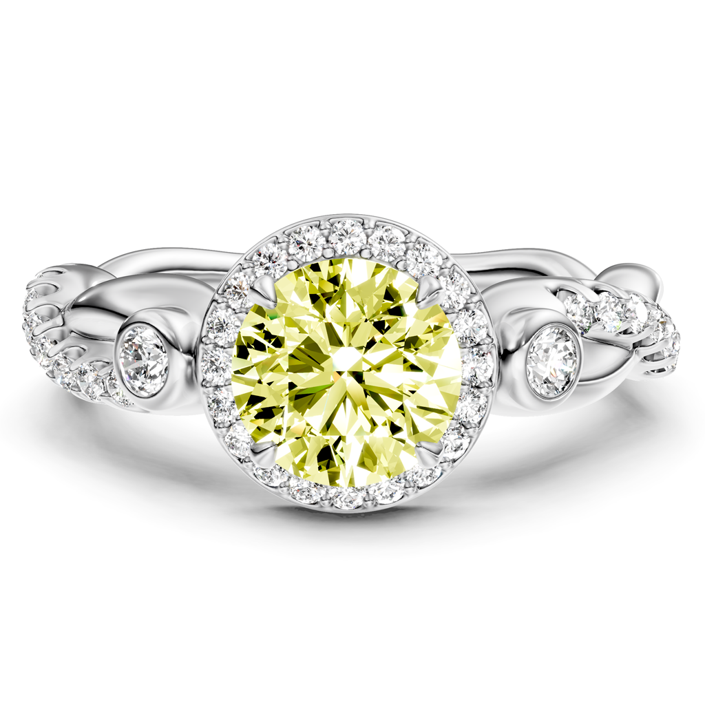 1.47-4.47 CT Round Cut Fancy Yellow Diamonds - Engagement Ring