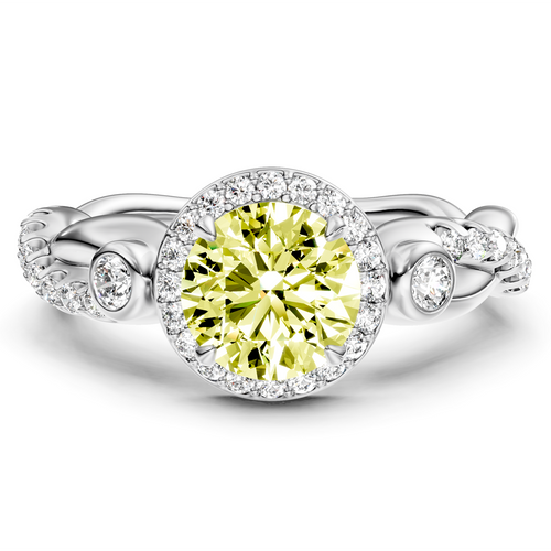 1.47-4.47 CT Round Cut Fancy Yellow Diamonds - Engagement Ring