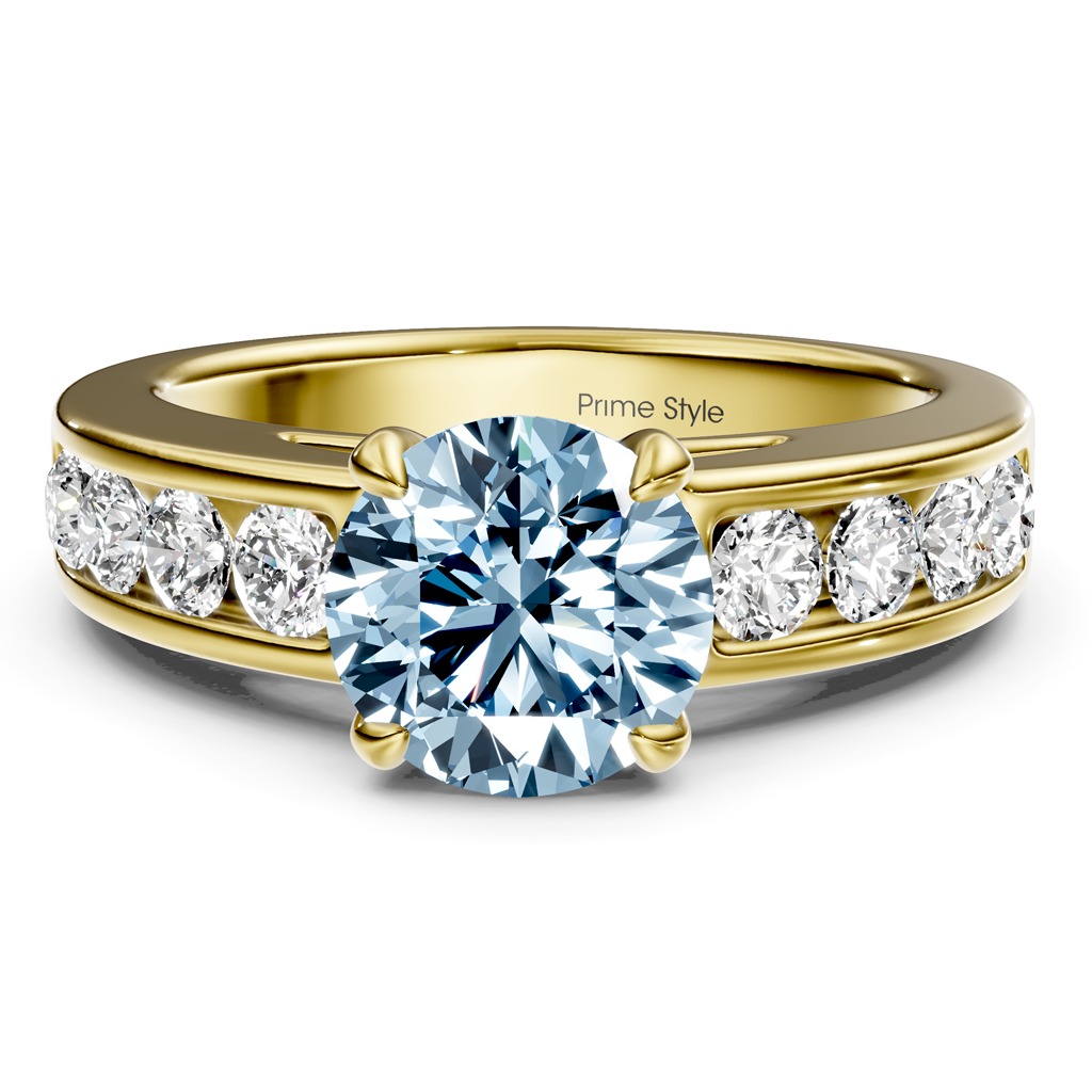 1.45-4.45 CT Round Cut Fancy Blue Diamonds - Engagement Ring