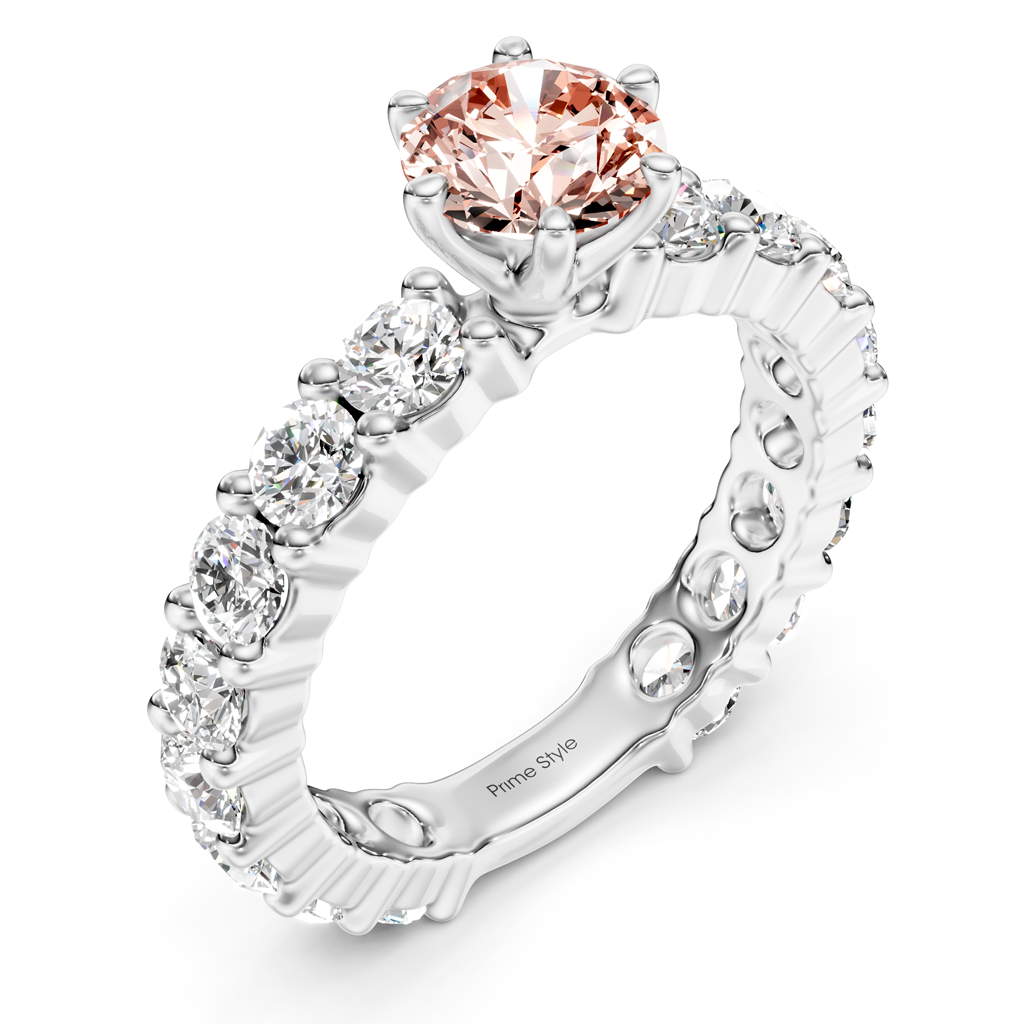 3.40-6.40 CT Emerald &amp; Round Cut Fancy Pink Diamonds - Engagement Ring