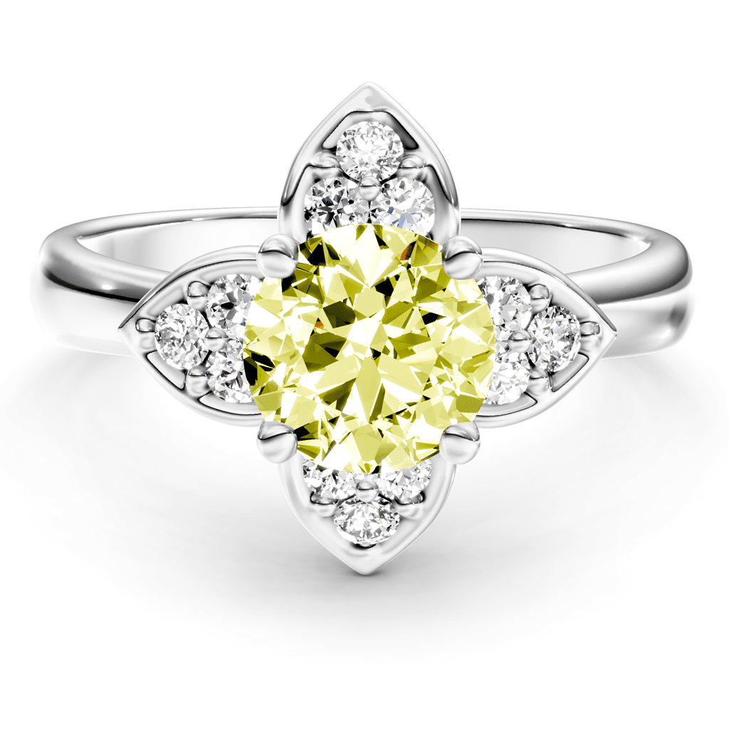 1.20 - 4.20 CT Round Cut Fancy Yellow Diamonds - Engagement Ring - Primestyle.com