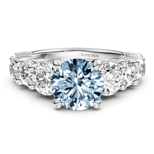 3.50 - 6.50 CT Round Cut Fancy Blue Diamonds - Engagement Ring - Primestyle.com