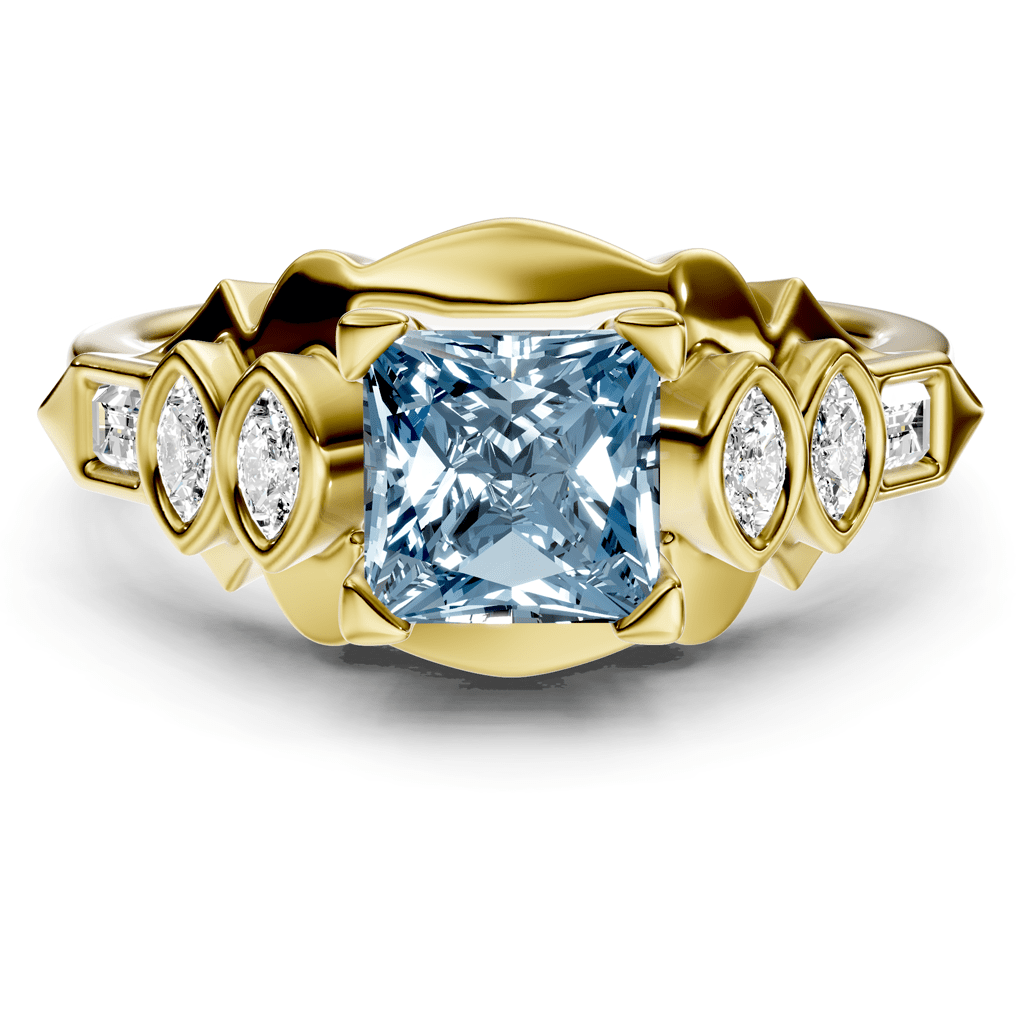 1.25 - 4.25 CT Baguette &amp; Marquise &amp; Princess Cut Fancy Blue Diamonds - Engagement Ring - Primestyle.com