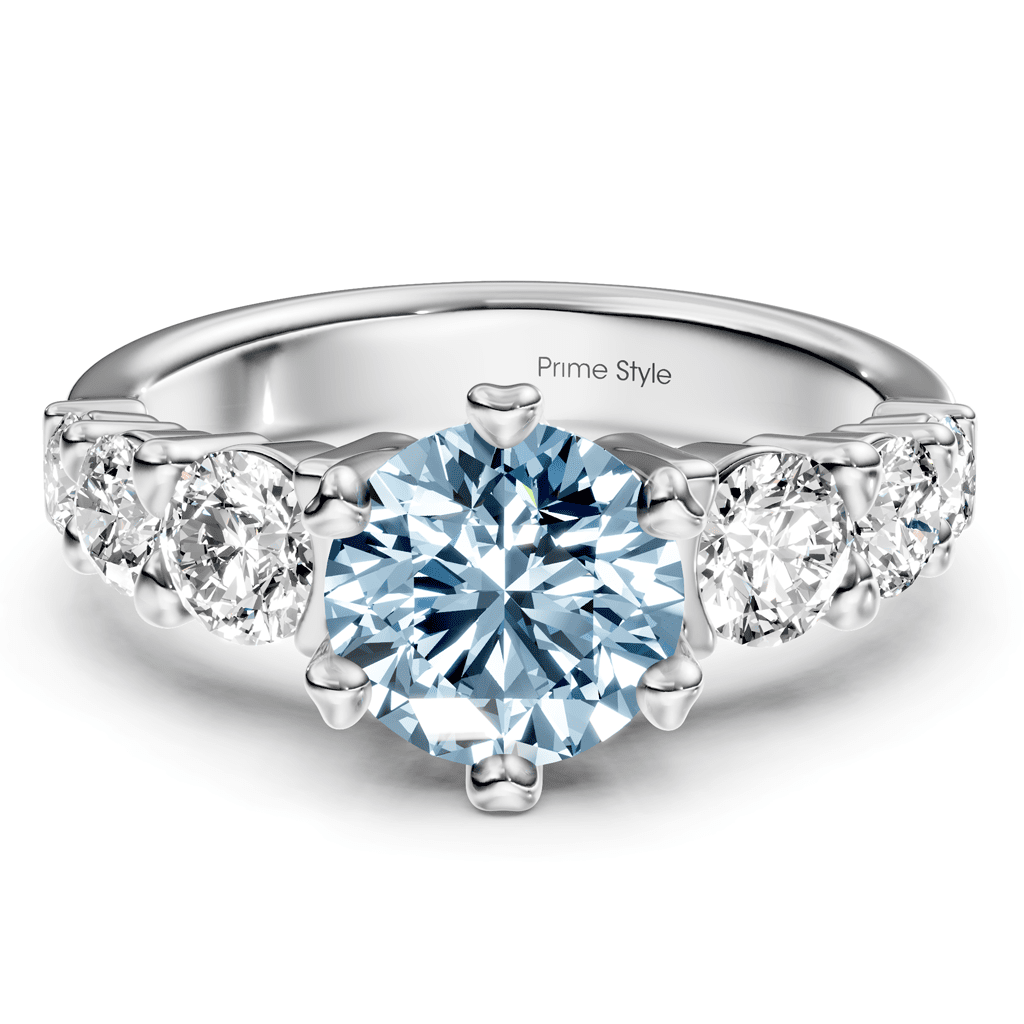 2.05-5.05 CT Round Cut Fancy Blue Diamonds - Engagement Ring