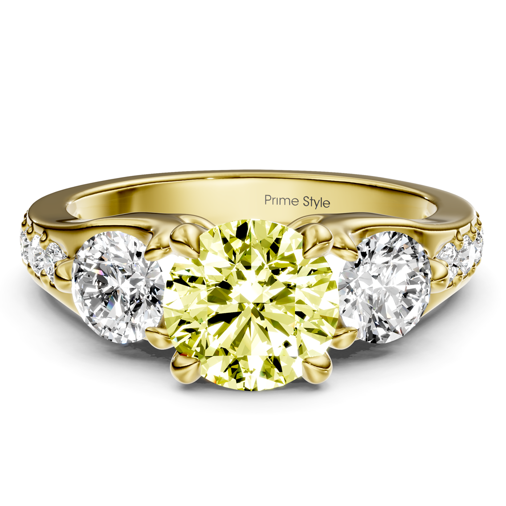 2.05-5.05 CT Round Cut Fancy Yellow Diamonds - Engagement Ring