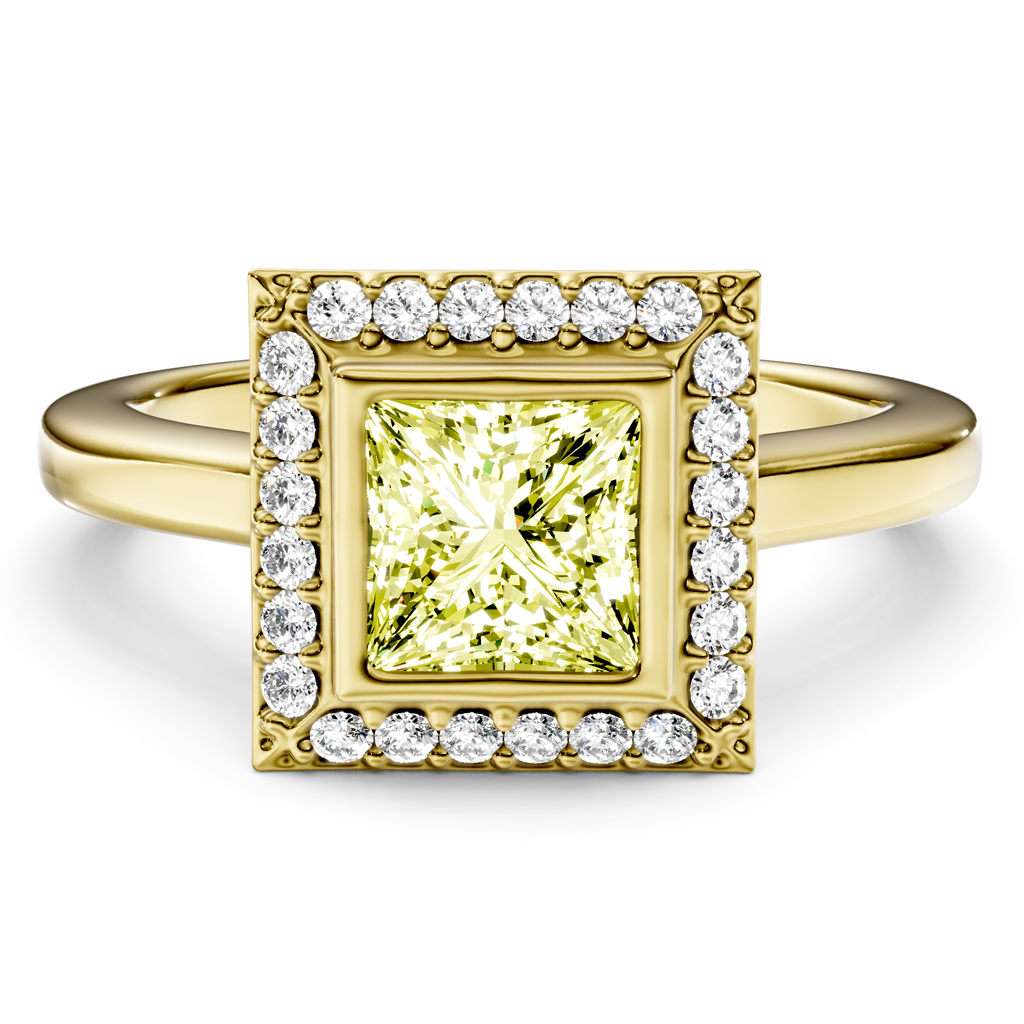 1.14-4.14 CT Princess &amp; Round Cut Fancy Yellow Diamonds - Engagement Ring