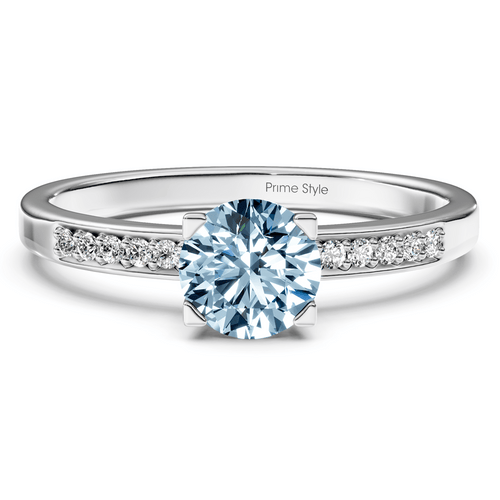 1.10 - 4.10 CT Round Cut Fancy Blue Diamonds - Engagement Ring - Primestyle.com