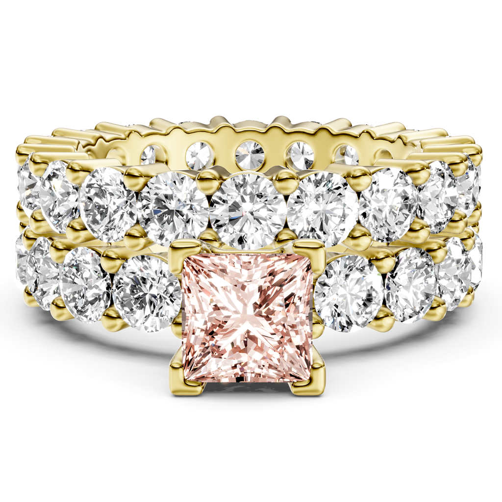 6.30-9.30 CT Princess &amp; Round Cut Fancy Pink Diamonds - Bridal Set