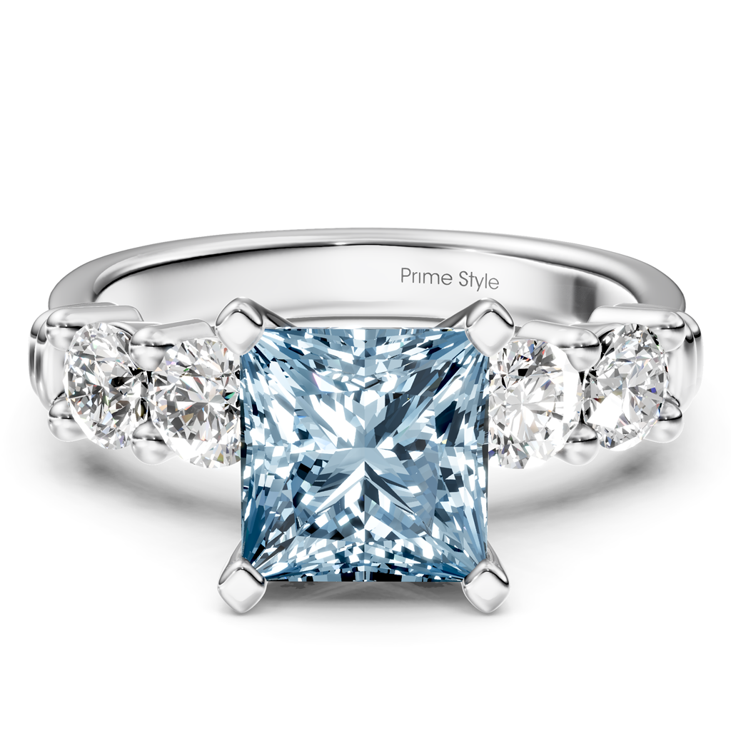 1.60-4.60 CT Round Cut Fancy Blue Diamonds - Engagement Ring