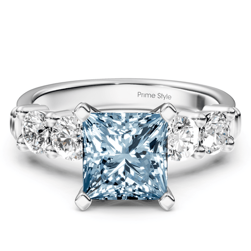 1.60 - 4.60 CT Round Cut Fancy Blue Diamonds - Engagement Ring - Primestyle.com